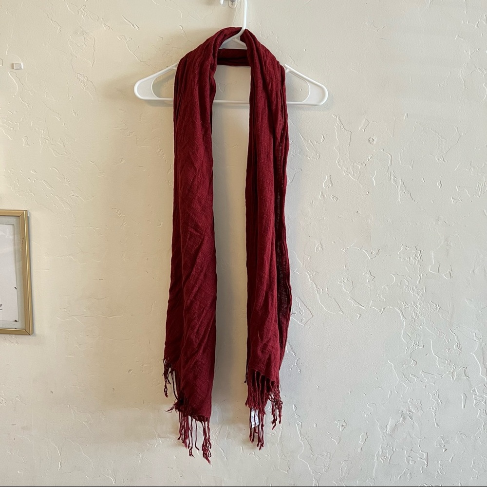 Ricki's Maroon Lightweight Knit Fringe Trim Scarf